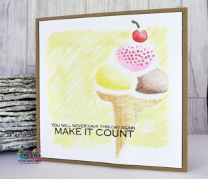 ice creamd and sprinkle stencilled card